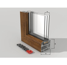 Élément fixe de fenêtre en plastique ARON Basic blanc/golden oak 2050x1000 mm (sans ouverture)-thumb-1
