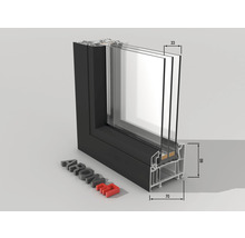 Kunststofffenster Festverglasung ARON Basic weiß/anthrazit 900x400 mm (nicht öffenbar)-thumb-1