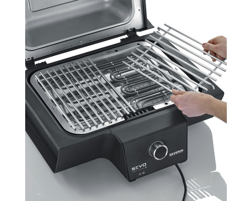 Grill électrique Severin avec grille et éléments chauffants