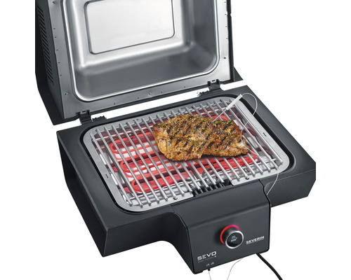 Gril électrique avec aliments grillés et capteur de température