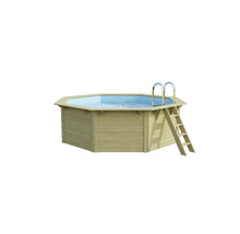 Kit de piscine hors sol en bois Karibu Nixe 2 octogonale Ø 508x121,1 cm avec groupe de filtration à sable, échelle suspendue et skimmer à ouverture large avec buse de retour-thumb-0