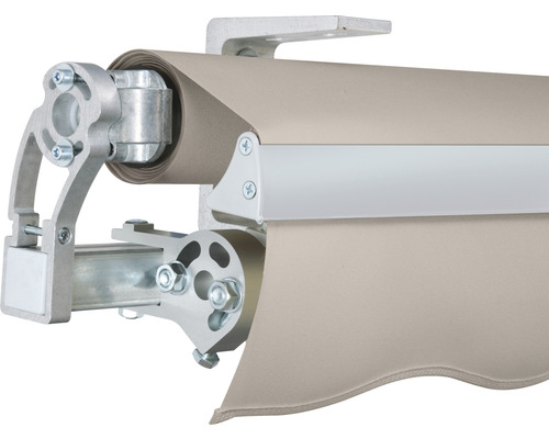 Vue détaillée d''un store avec cadre en aluminium et toile