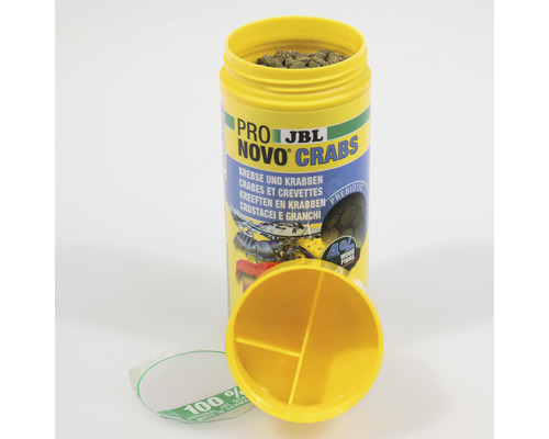 JBL Novo Crabs Krebsfutter Dose mit geöffnetem Deckel