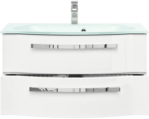 Waschtischunterschrank mit zwei Schubladen, Waschtisch und Armatur