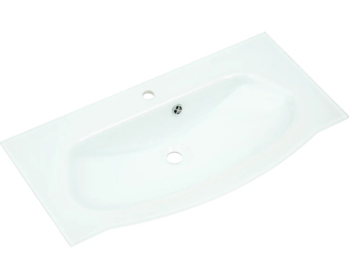 Aufsatzwaschbecken aus Sanitärkeramik mit Hahnloch und Überlauf