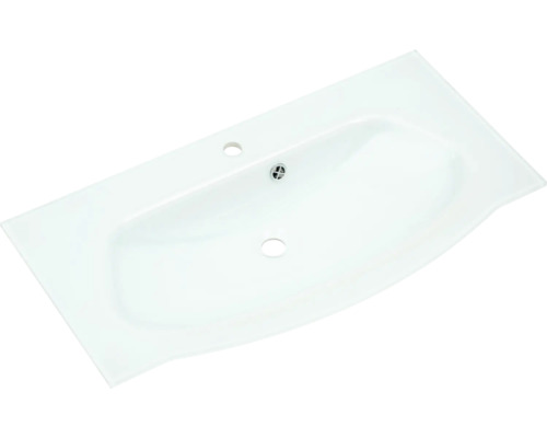 Waschtisch aus Glas mit Hahnloch und Überlauf