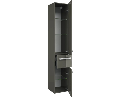 Hochschrank mit offenen Türen, einer Schublade und Glasböden