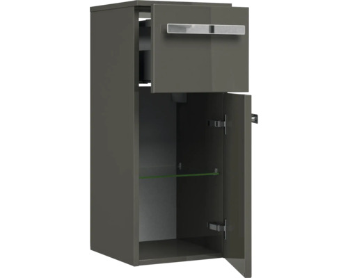 Offener Badezimmer-Hängeschrank mit Tür, Schublade und Glasboden