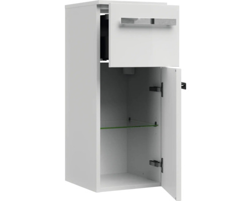 Offener weißer Badezimmer Hochschrank mit Glasregal