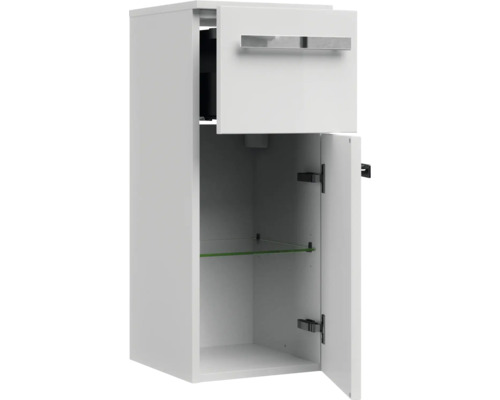 Weißer Hängeschrank mit Tür und Regalboden