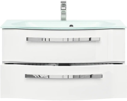 Waschtischunterschrank mit zwei Schubladen, Waschbecken und Armatur