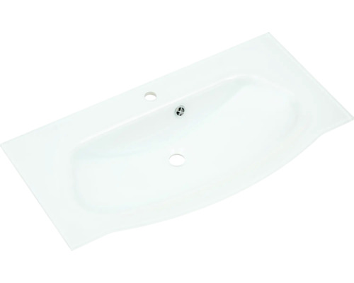 Waschtisch aus Sanitärkeramik mit Hahnlöchern und Überlauf