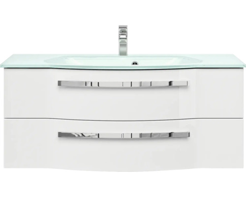 Waschtischunterschrank mit zwei Schubladen, Waschtisch und Armatur