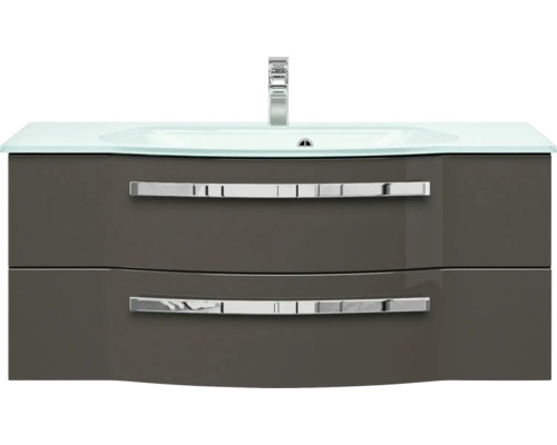 Waschtisch mit zwei Schubladen, Glasplatte und Armatur