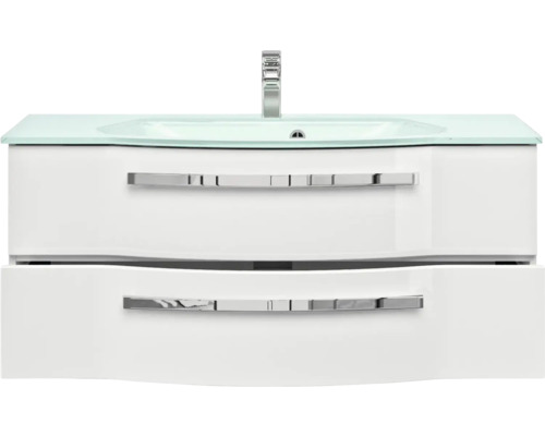 Waschtischunterschrank mit zwei Schubladen, Waschtisch und Armatur