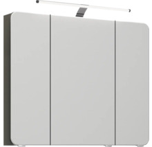 Badmöbelset 3-teilig Pelipal xpressline 4005 BxHxT 92 x 200 x 49,1 cm Frontfarbe grau hochglanz mit Waschtisch Glas weiß und Glaswaschtisch Waschtischunterschrank Spiegelschrank mit LED-Beleuchtung Griff chrom glanz 992.0900112 9920900112