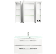 Badezimmerkombination mit Spiegelschrank, Waschbecken und Unterschrank