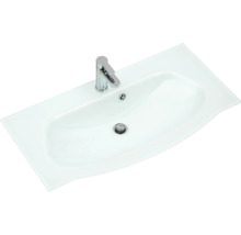 Badmöbelset 3-teilig Pelipal xpressline 4005 BxHxT 92 x 200 x 49,1 cm Frontfarbe grau hochglanz mit Waschtisch Glas weiß und Glaswaschtisch Waschtischunterschrank Spiegelschrank mit LED-Beleuchtung Griff chrom glanz 992.0900212 9920900212