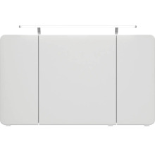 Badmöbelset 3-teilig Pelipal xpressline 4005 BxHxT 120 x 200 x 49,1 cm Frontfarbe weiß hochglanz mit Waschtisch Glas weiß und Glaswaschtisch Waschtischunterschrank Spiegelschrank mit LED-Beleuchtung Griff chrom glanz 992.1200111 9921200111