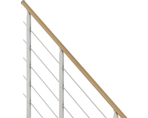 Treppengeländer mit Holzhandlauf und Edelstahlseilen