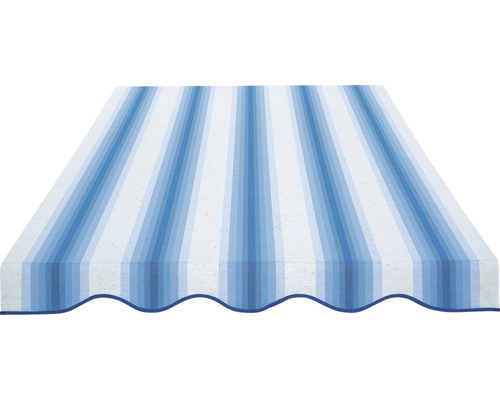 Markise mit blau-weissen Streifen