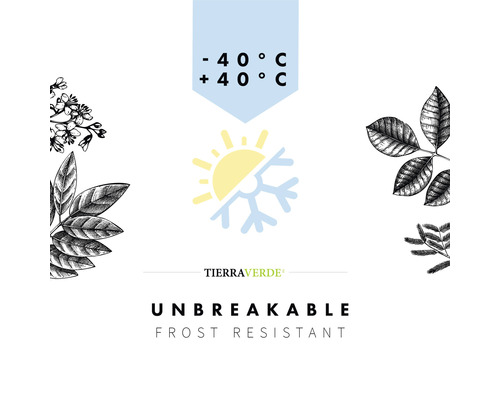 Symbol für Frostbeständigkeit und Temperaturbereich von -40 Grad bis +40 Grad