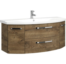 Badmöbel-Set Pelipal Serie 4010 BxHxT 120,5 x 200 x 48 cm Frontfarbe eiche ribbeck Badmöbelset 4-teilig mit Waschtisch Keramik weiß und Keramik-Waschtisch Waschtischunterschrank Spiegelschrank mit LED-Beleuchtung
