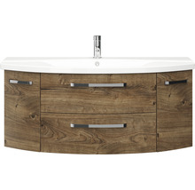 Badmöbel-Set Pelipal Serie 4010 BxHxT 120,5 x 200 x 48 cm Frontfarbe eiche ribbeck Badmöbelset 4-teilig mit Waschtisch Keramik weiß und Keramik-Waschtisch Waschtischunterschrank Spiegelschrank mit LED-Beleuchtung