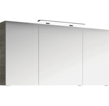Badmöbelset 3-teilig Pelipal xpressline 4010 BxHxT 144 x 200 x 49,5 cm Frontfarbe graphit struktur quer mit Waschtisch Keramik weiß und Keramik-Waschtisch Waschtischunterschrank Spiegelschrank mit LED-Beleuchtung Griff chrom glanz 4010.1400119 40101400119