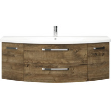 Waschtischunterschrank mit Holzdekor und Waschbecken