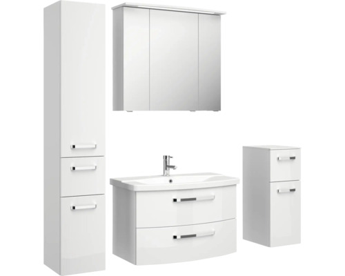 Badezimmer Set mit Spiegelschrank, Waschbeckenunterschrank und Hochschrank
