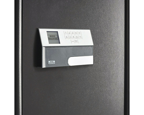 Logo Burg Wächter sur un coffre-fort avec serrure à combinaison numérique