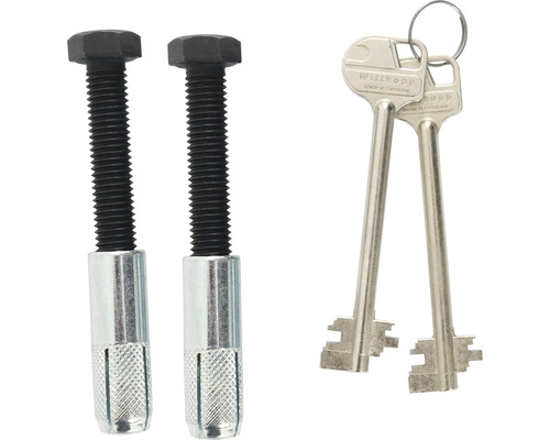 Zwei Bolzenanker und zwei Tresorschlüssel