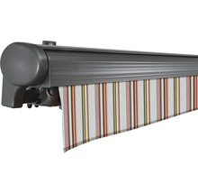 Store de terrasse avec tissu rayé