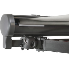 SOLUNA Halbkassettenmarkise Comfort 4,5x3,5 Dessin U190 Gestell DB703 dunkelgrau Antrieb links inkl.Motor, Sonnen und Windwächter,Wandschalter