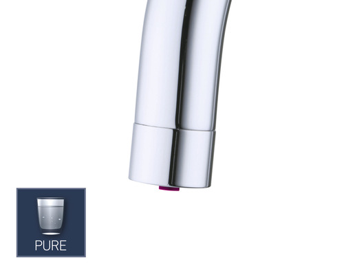 Vue détaillée du robinet avec symbole de l''eau