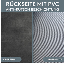 Oberseite und Unterseite einer Matte mit PVC und Antirutschbeschichtung