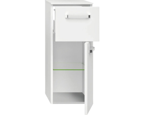 Weißer Badezimmer Hochschrank mit offener Tür und Schublade