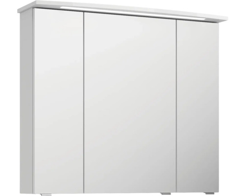 Armoire de toilette blanche avec trois portes et éclairage