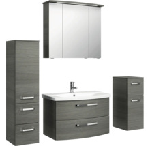 Badezimmerset mit Waschtisch, Waschbecken, Spiegelschrank und Hochschrank