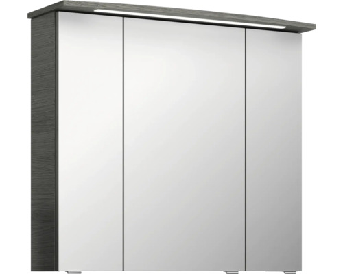 Spiegelschrank mit drei Türen und integrierter Beleuchtung.