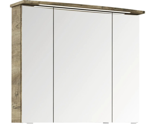 Spiegelschrank mit Holzrahmen und Beleuchtung