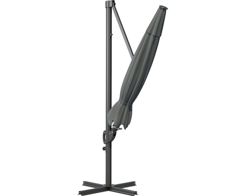 Parasol déporté avec pied en croix et parasol fermé