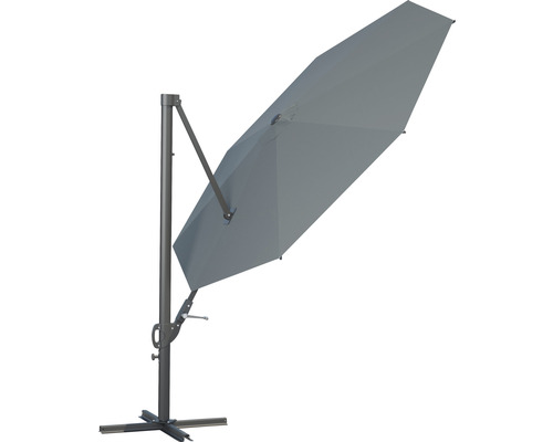 Parasol déporté gris avec pied pour le jardin