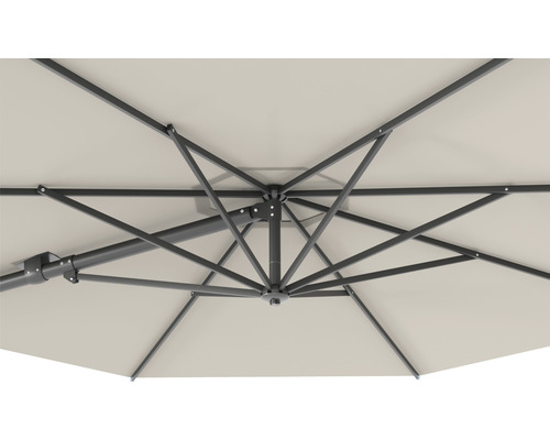 Vue de dessous d''un parasol avec armature métallique