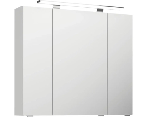 Armoire de toilette avec éclairage et trois portes pour salle de bain