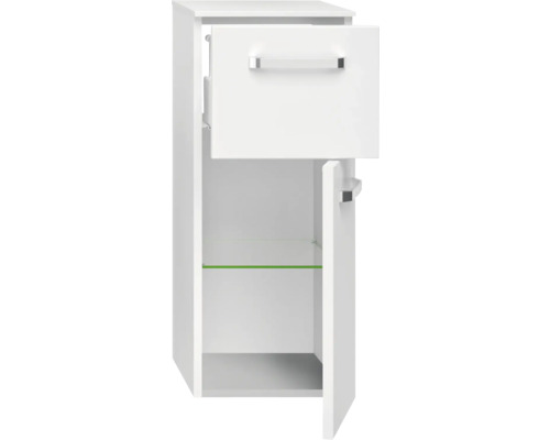 Weißer Badezimmer-Hochschrank mit Schublade und offenem Fach