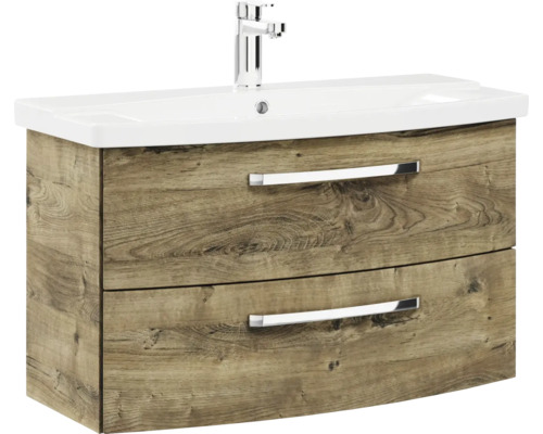 Waschtischunterschrank mit zwei Schubladen und Aufsatzwaschbecken