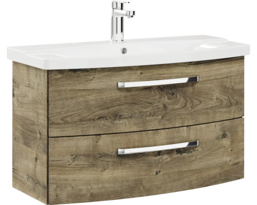 Waschtischunterschrank mit zwei Schubladen, Waschtisch und Armatur