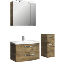 Badezimmermöbel-Set mit Waschbeckenunterschrank, Spiegelschrank und Schubladenelement